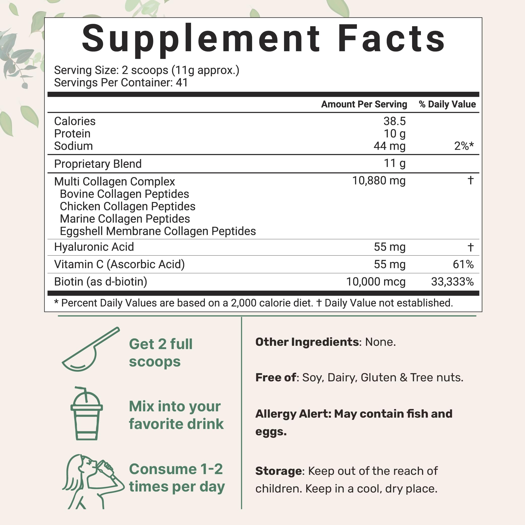 Multi Collagen Peptides Powder, 16 Oz - Hydrolyzed Protein Peptides Micro Ingredients