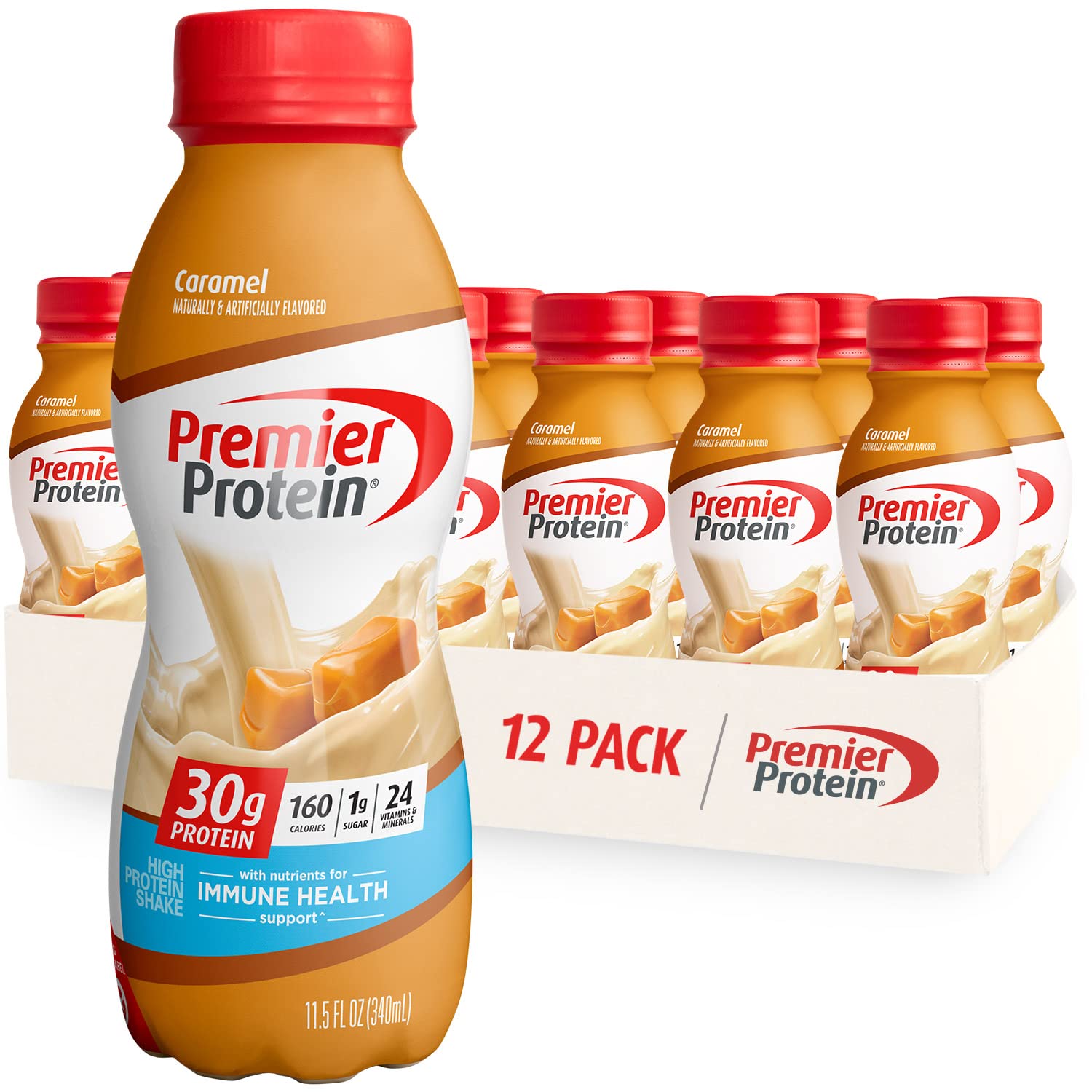 Premier Liquid Protein Shake, Caramel, 30g Protein, 1g Sugar, 24 Vitamins & Minerals