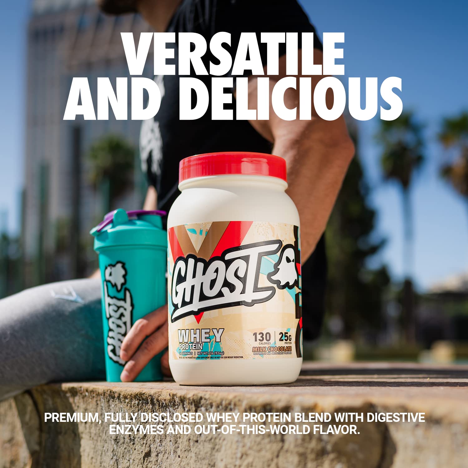 GHOST Whey Protein Powder, Milk Chocolate - 2LB Tub, 25G of Protein - Flavored Isolate GHOST