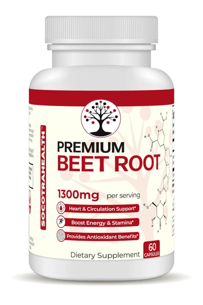 Socotra Health Beet Root Capsules - Made with Premium Organic Beetroot Powder