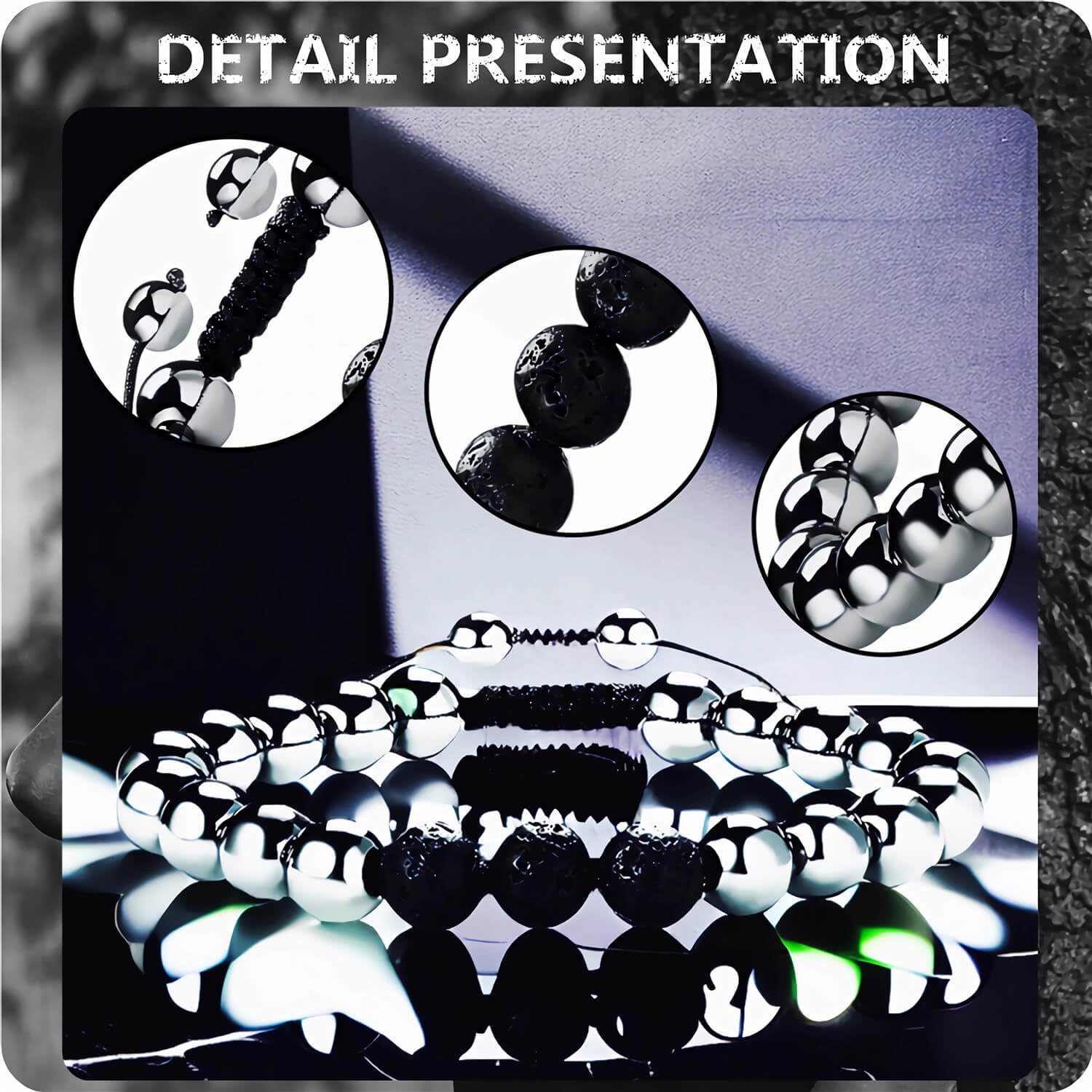 RENZHI-Magnetic Hematite Bracelet–Beaded Magnetic Bracelets for Men and Women RENZHI