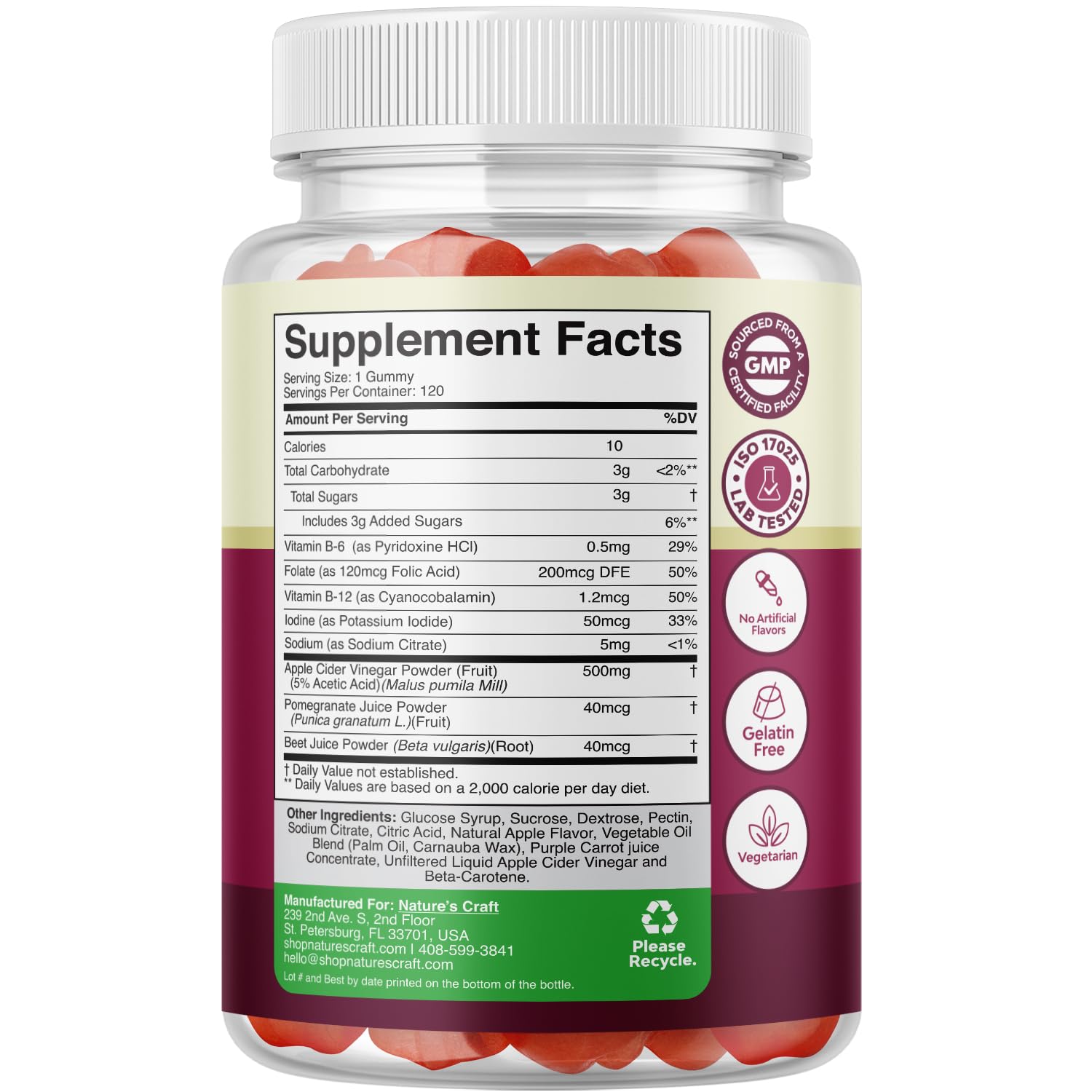 ACV Apple Cider Vinegar Gummies - Natural Energy Supplement ACV with Mother Bio Sense