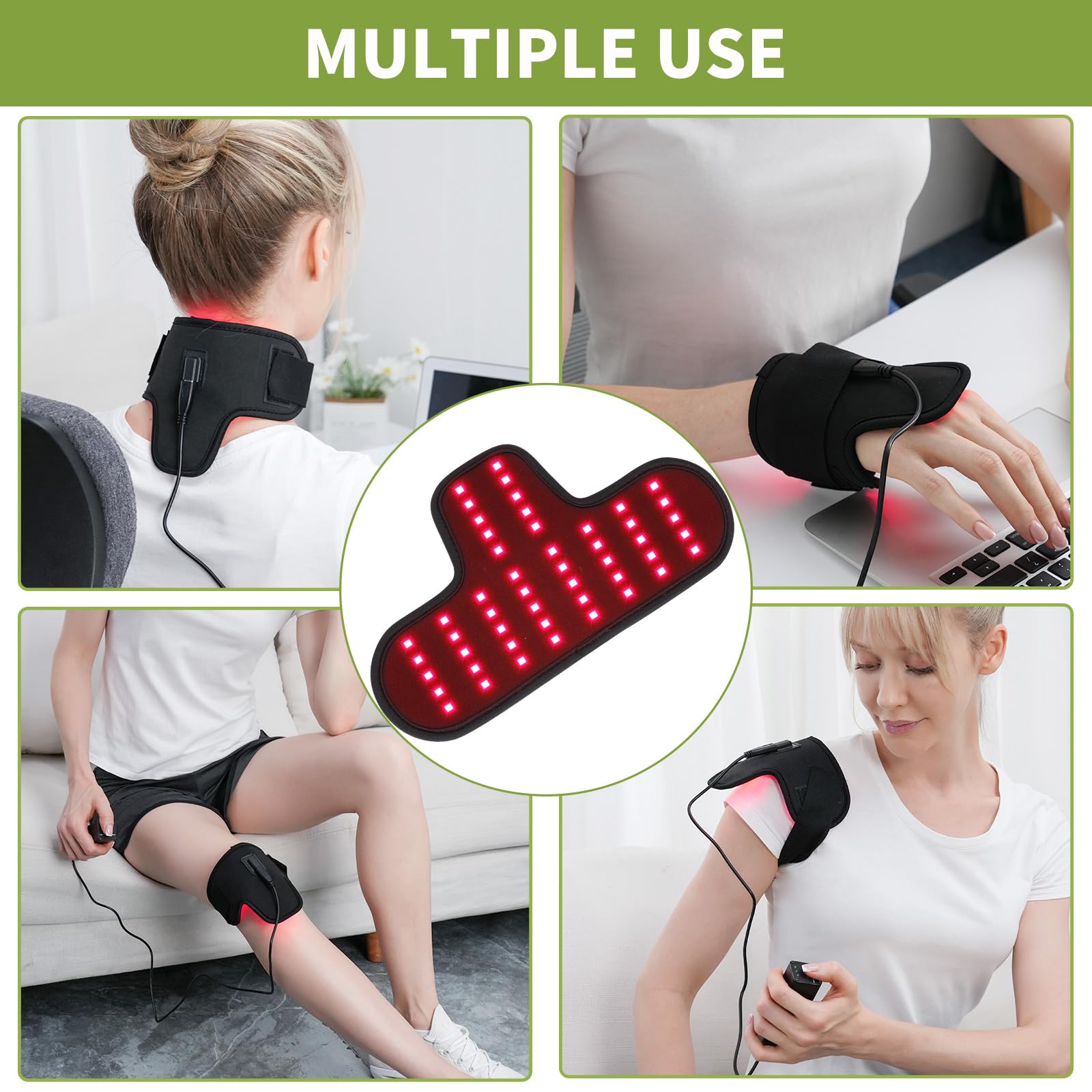 Rechargeable Red Light Therapy Neck Shoulder, Infrared Light Therapy for Body Pain Relief, Portable Red Light EnjoYield