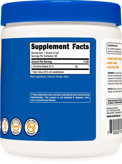 Nutricost L-Citrulline Malate 300G (2 Pack) - Pure L-Citrulline Powder, 3000mg Per Serving - L-Citrulline Malate