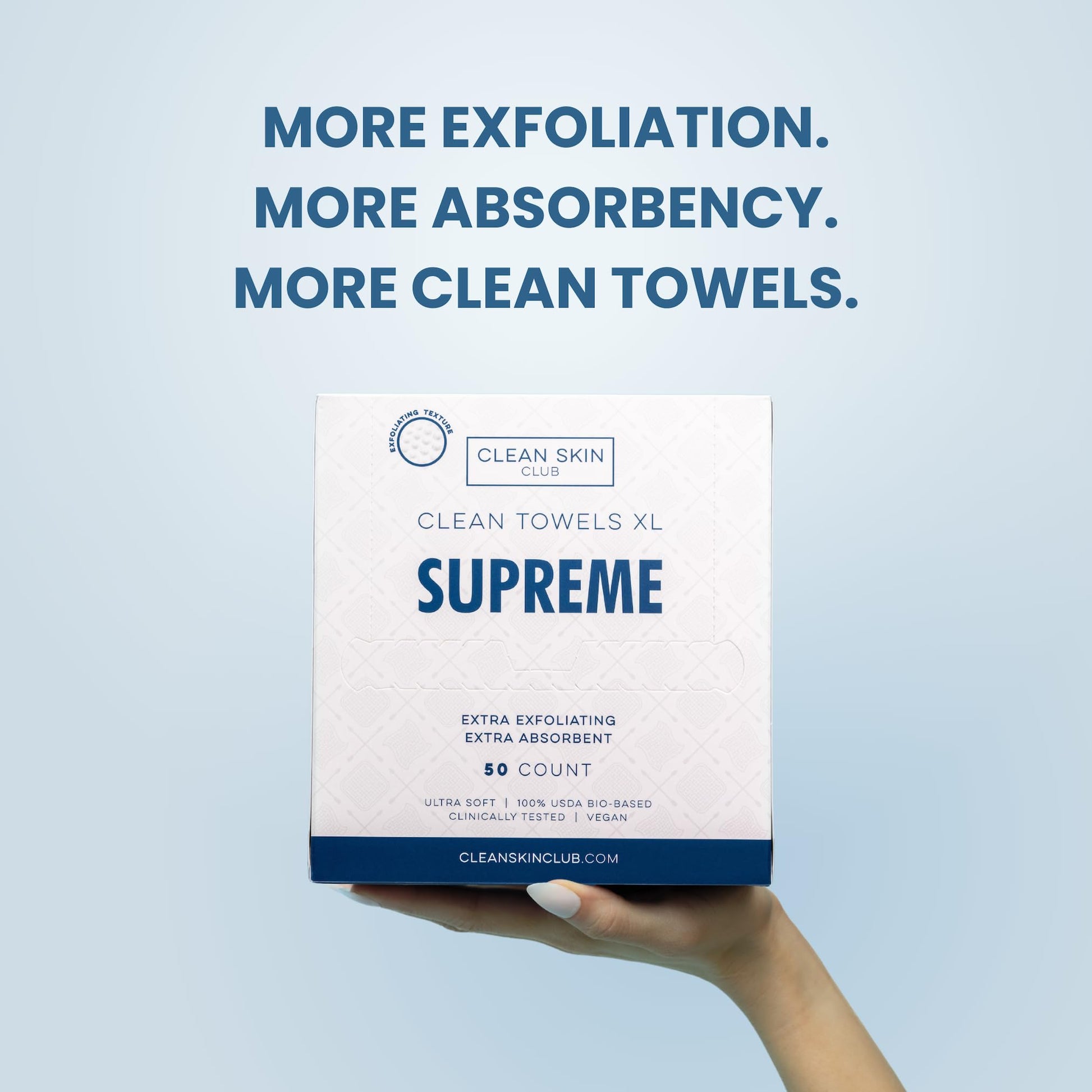 Clean Skin Club Clean Towels XL Supreme, 50 Count, Absorbent, Gentle CLEAN SKIN CLUB