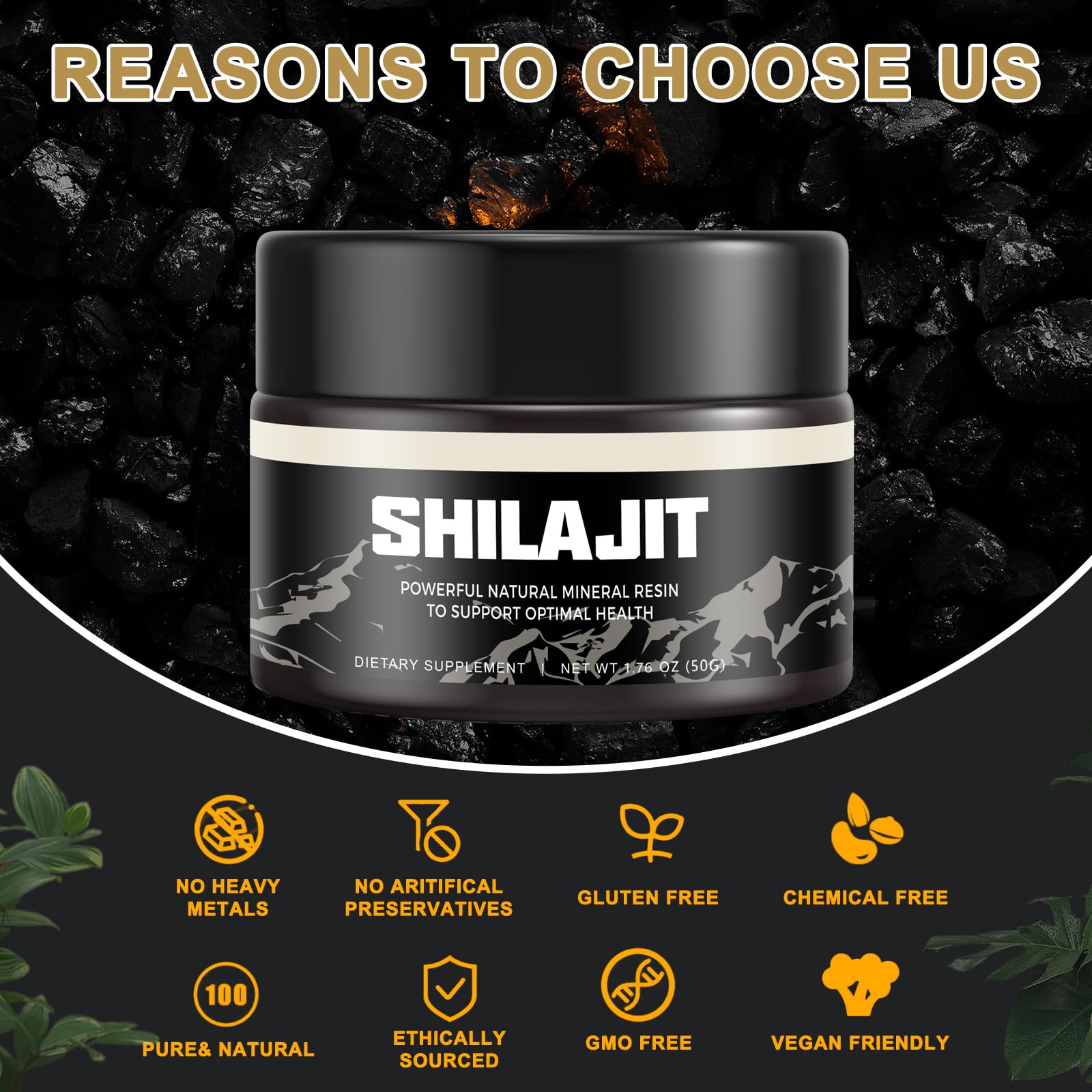 Shilajit Pure Himalayan Organic Shilajit Resin - Gold Grade 100% Shilajit Supplement Scarremover
