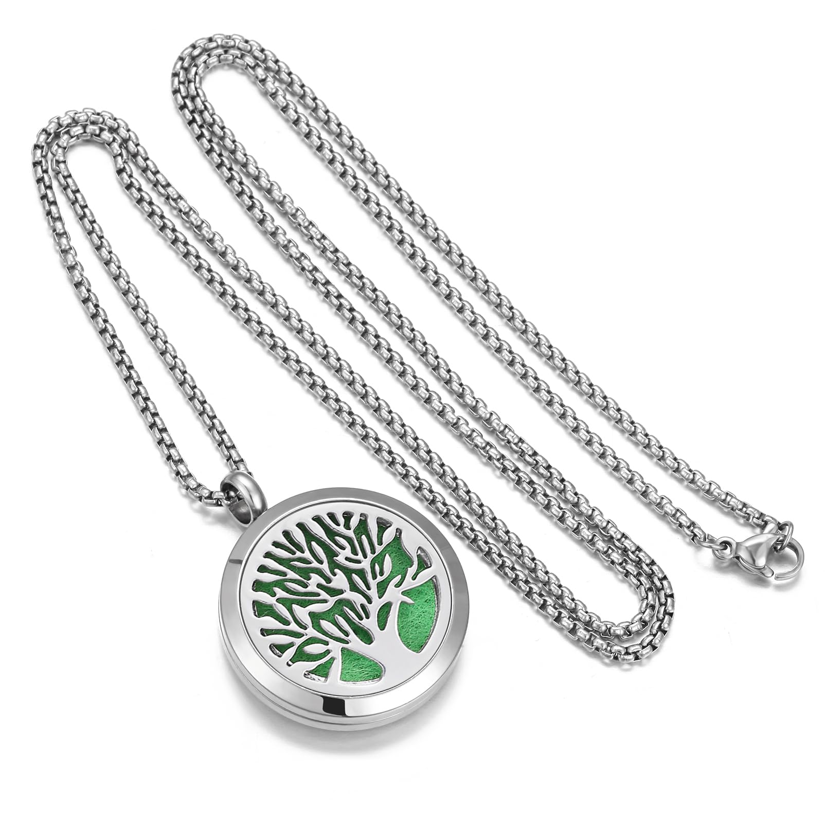 Aromatherapy Essential Oil Diffuser Necklace Tree of Life Cloud Design Stainless Steel Locket JEAN SMILE