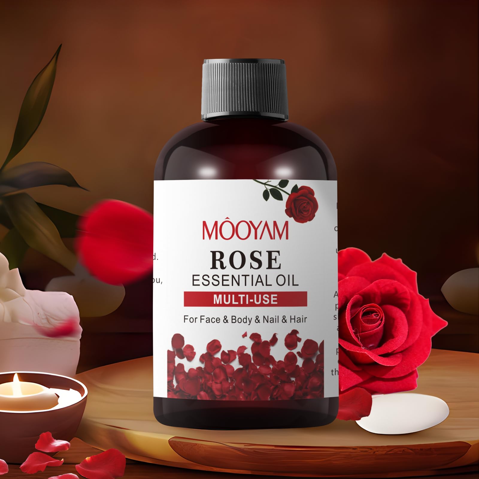 Rose Essential Oil Pure Rose Oil for Face 4OZ/118ML Organic Essential Oils for Diffuser Home Bedroom