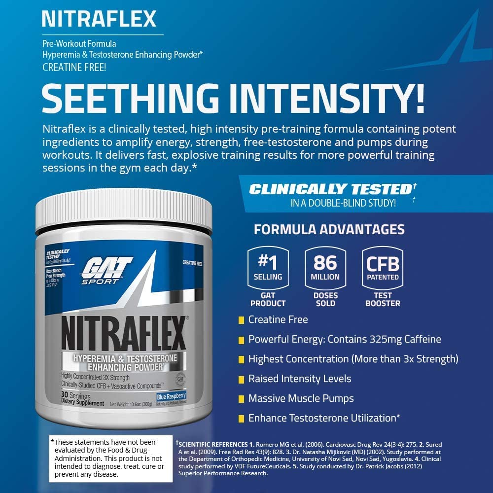 GAT SPORT Nitraflex Advanced Pre-Workout Powder, Increases Blood Flow GAT SPORT