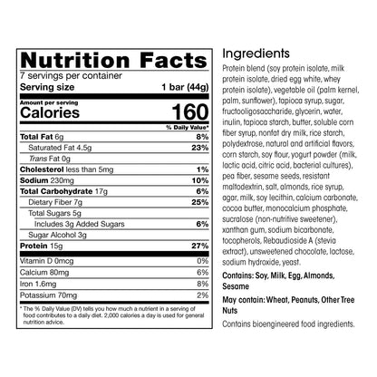 WonderSlim Protein & Fiber Bar, Salted Toffee Pretzel, 15g Protein, 7g Fiber, Gluten Free