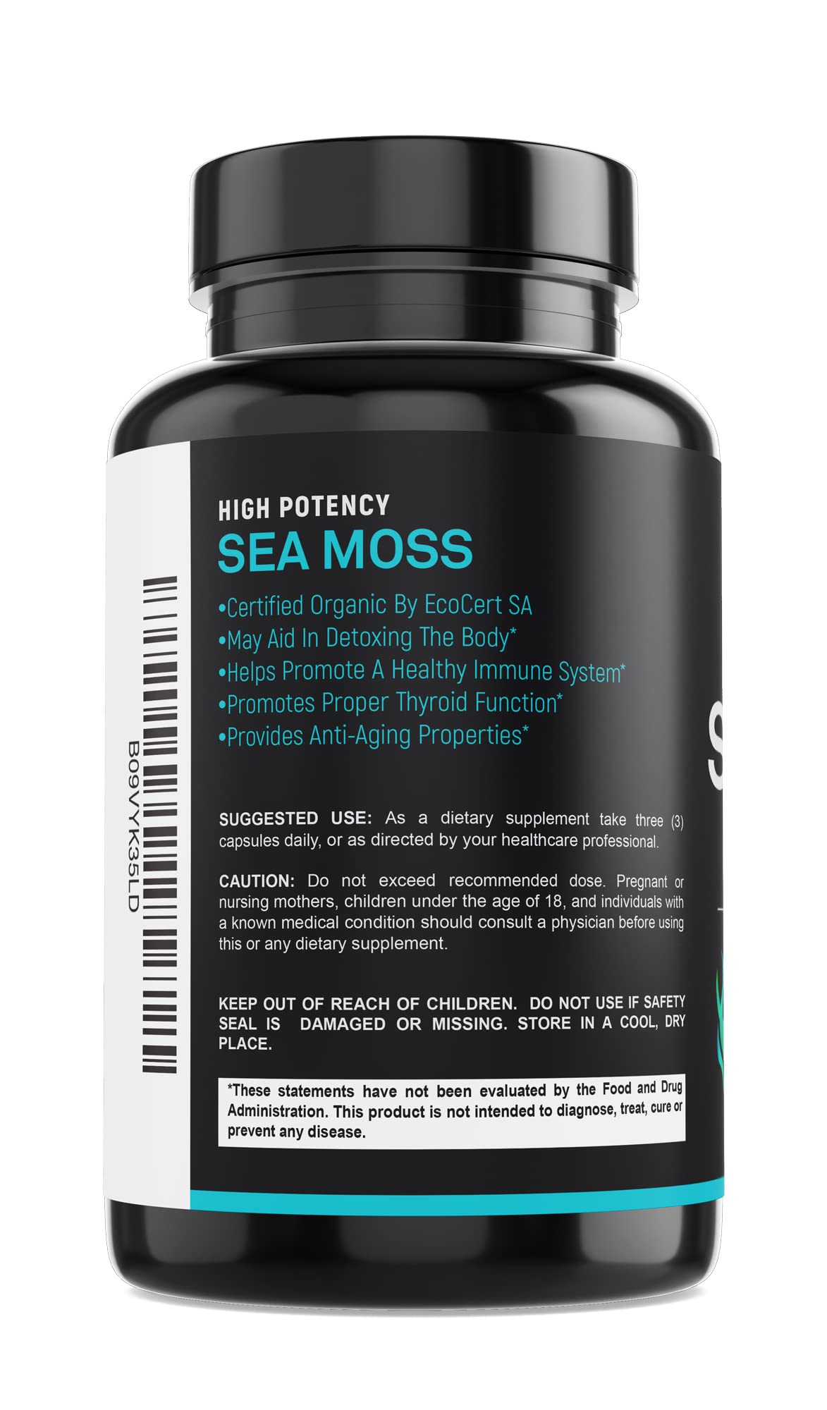 Certified Organic Sea Moss Capsules 2250mg Wildcrafted Irish Sea Moss Burdock Root SPARTIS