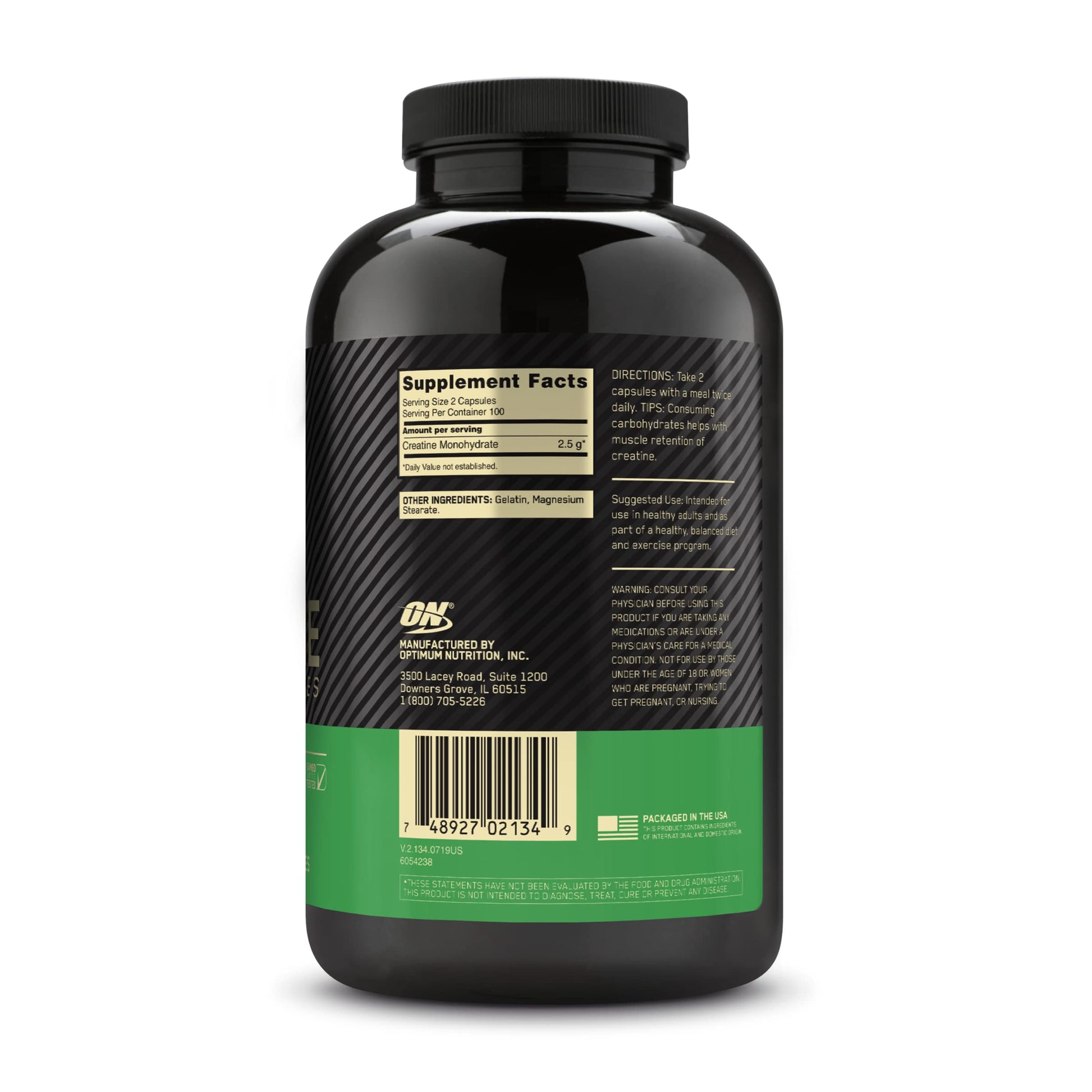 Optimum Nutrition Micronized Creatine Monohydrate Capsules, Keto Friendl Optimum Nutrition