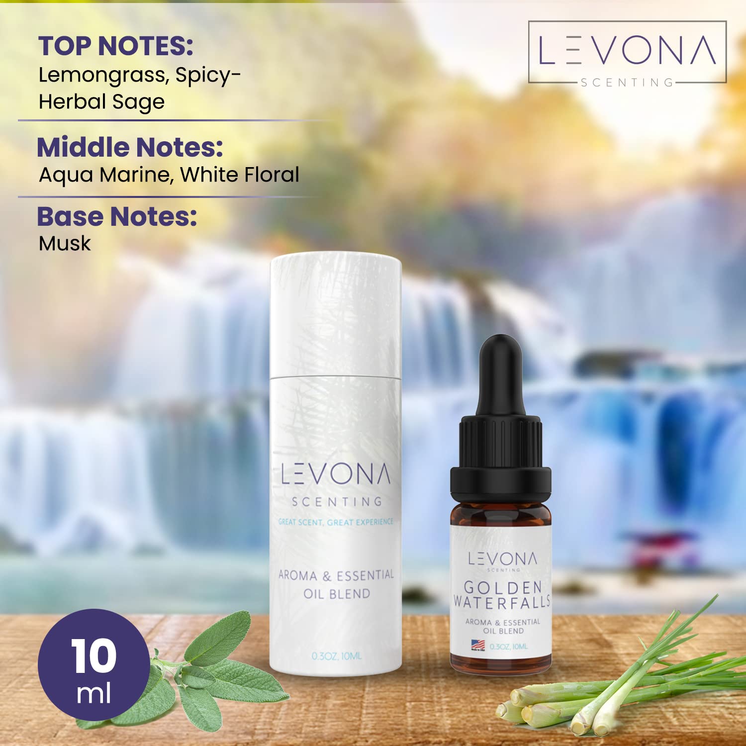 Levona Scent Pure Essential Oils for Diffusers for Home, Hotel & Office - Golden Waterfalls