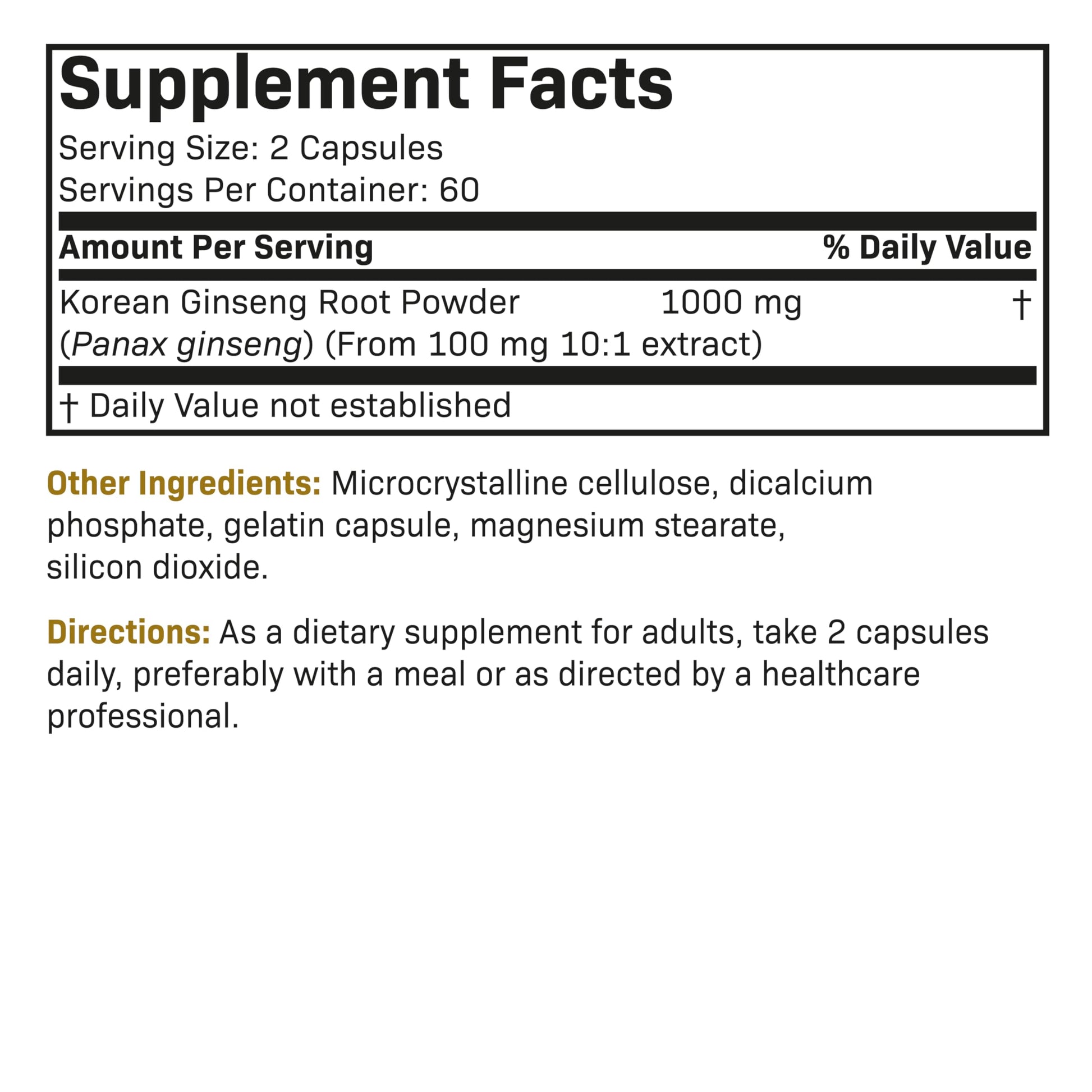 Futurebiotics Korean Panax Ginseng 1000 MG Per Serving Energy, Memory & Brain Health Futurebiotics