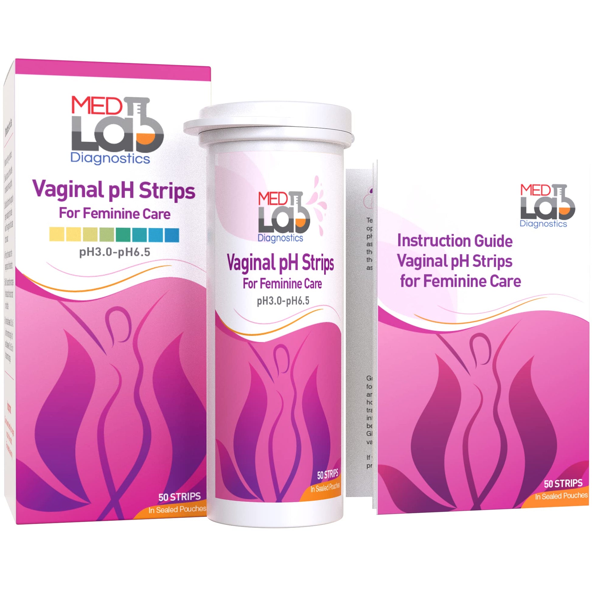 Vaginal ph Test Strips for Women(50 cnt). BV Bacterial Vaginosis and Yeast Infection Test Strips Med Lab Diagnostics