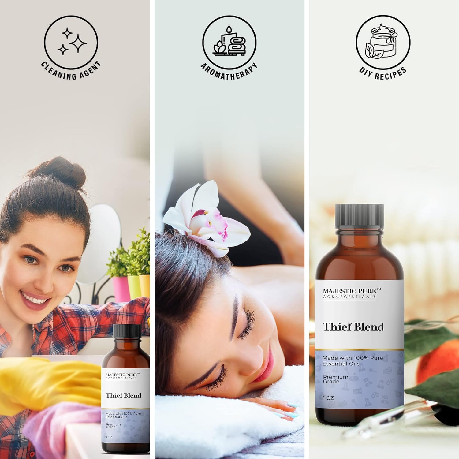 Majestic Pure Thieves Essential Oil Blend | 100% Pure Premium Oil for Uplifting Mood, DIY Products MAJESTIC PURE