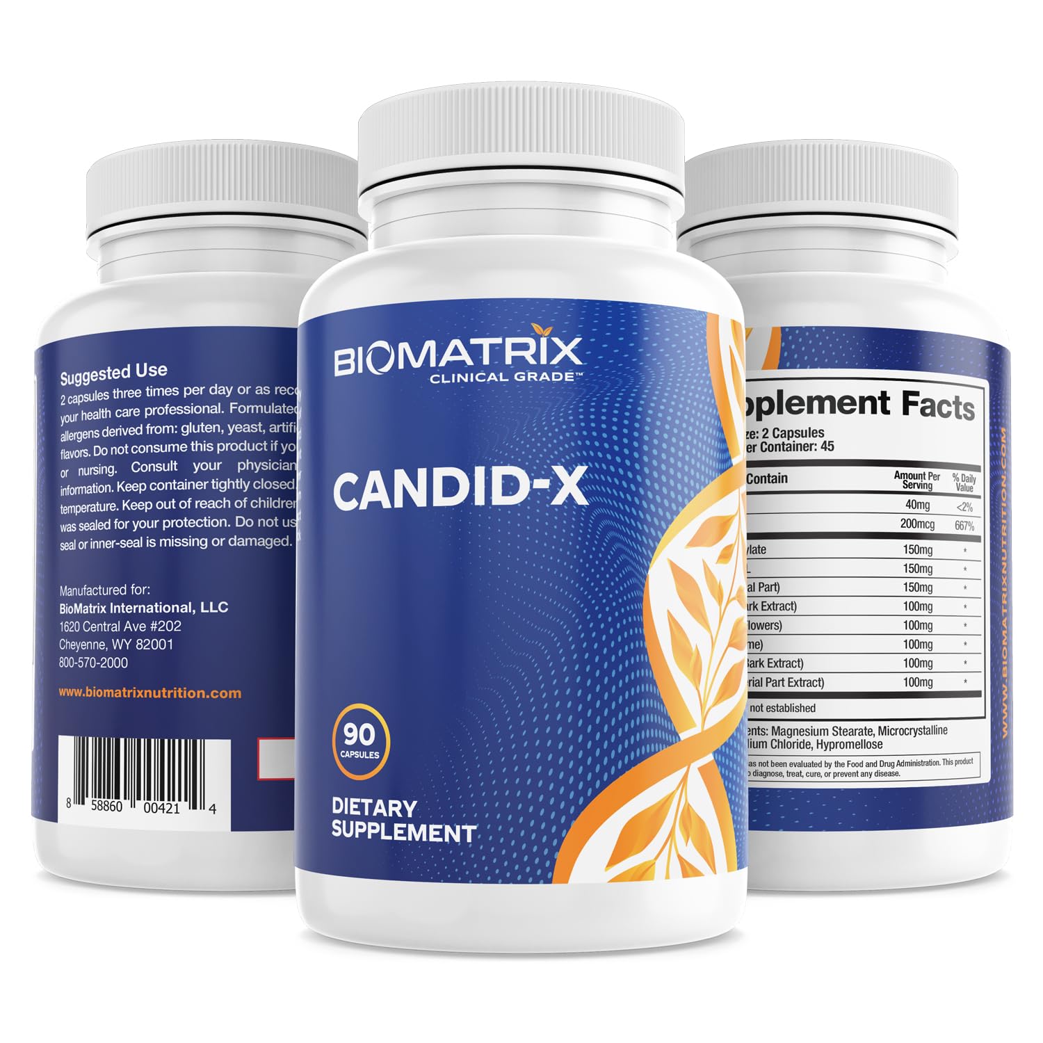 BioMatrix Candid-X Gut Cleanse with Berberine, Oregano, Sodium Caprylate, Chamomile, Ginger BioMatrix