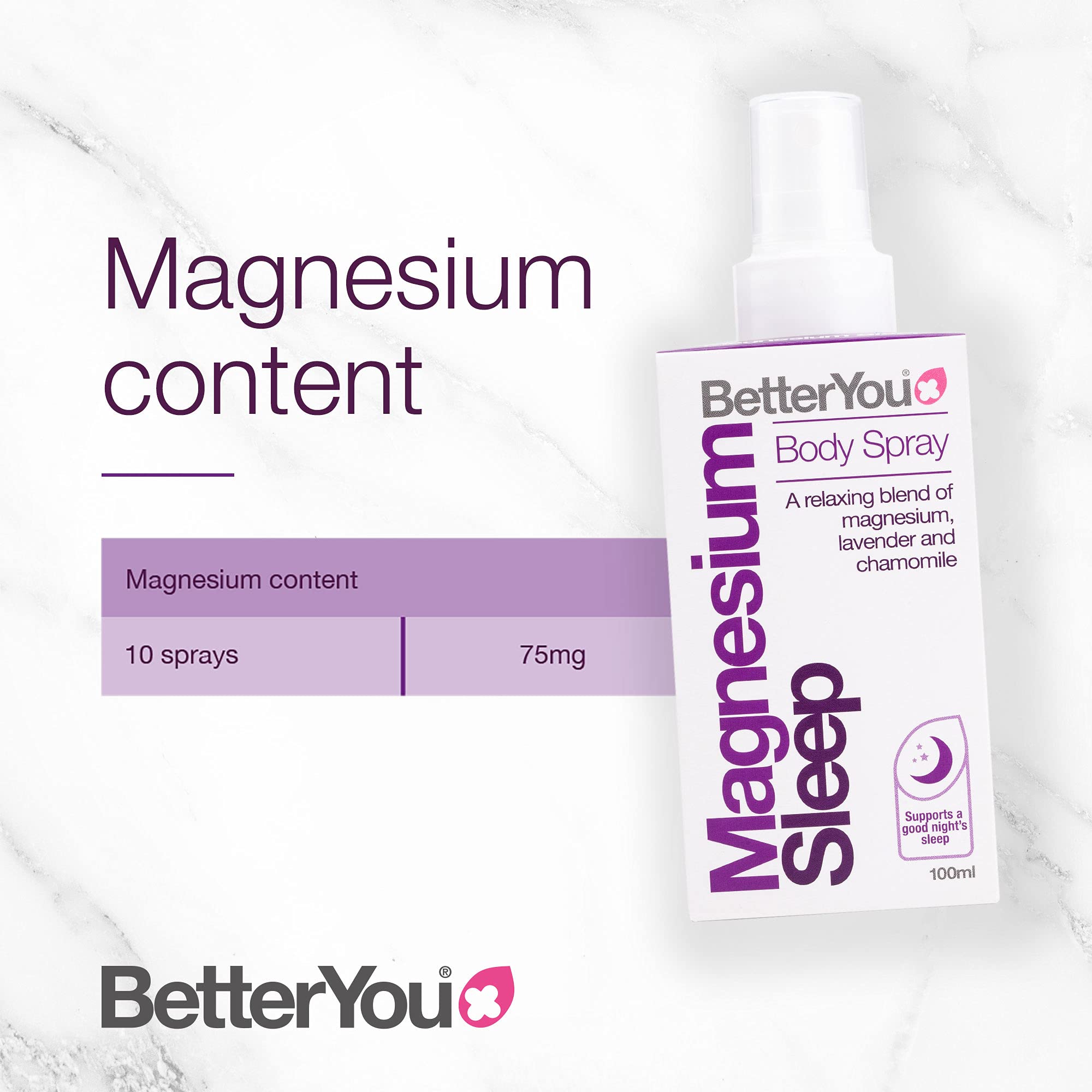 BetterYou Magnesium Sleep Body Spray, Made with Zechstein Magnesium Chloride BetterYou