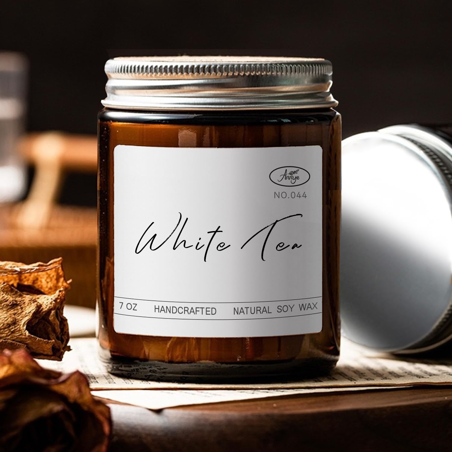 Annye White Tea Scented Candles, Organic Soy Candle for Home Scented, Hand-Poured Jar Candle Annye