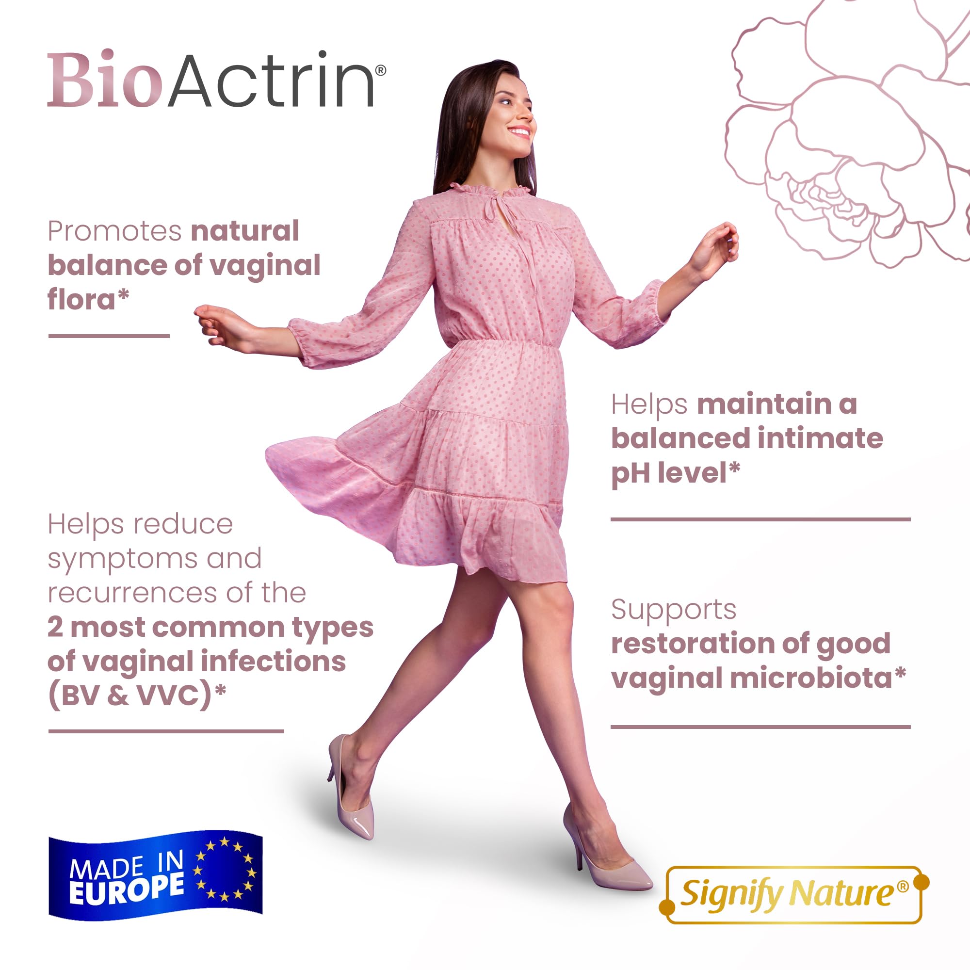 Bioactrin Vaginal Probiotics for Women - Formulated Bacterial Vaginosis Treatment, Yeast Infection SIGNIFY NATURE