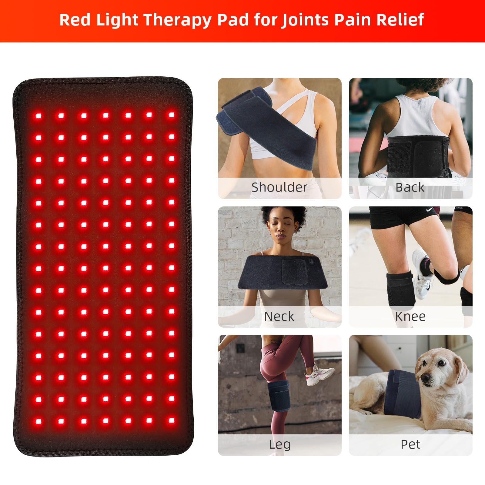 Red Light Therapy Infrared Light Therapy Heating Wrap Belt for Body Back Knee Shoulder Waist Muscle Pain AKYSUN