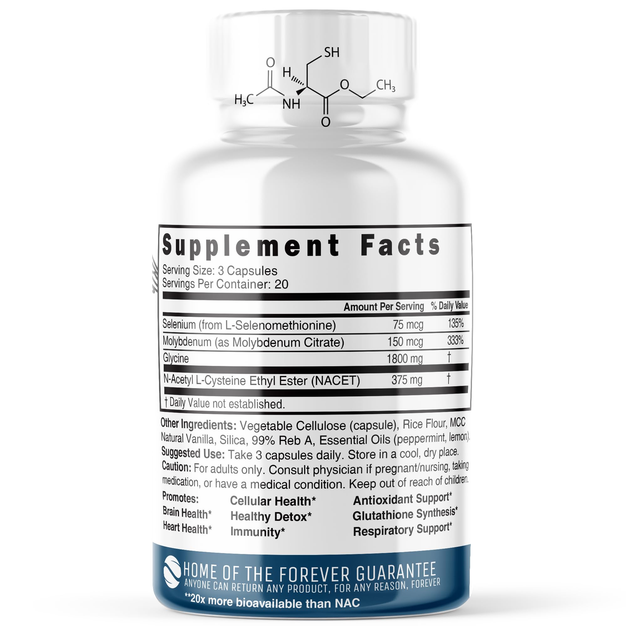 Neuro NAC Supplement 375mg Extra Strength with 1800mg Glycine - N-Acetyl Cysteine Nature's Fusions
