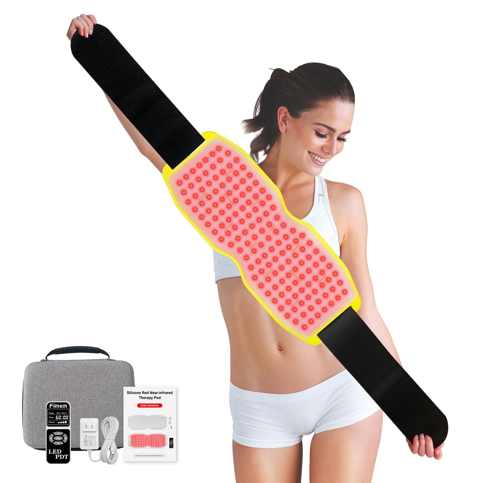 Fimem Red Light Therapy Belt 660nm 850nm 940nm, Red Light Therapy Device for Back, Infrared Light Therapy