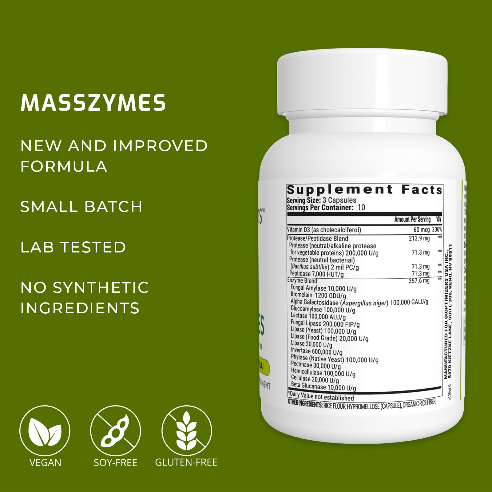 BiOptimizers MassZymes - Complete Digestive Enzymes Supplement for Gut BiOptimizers