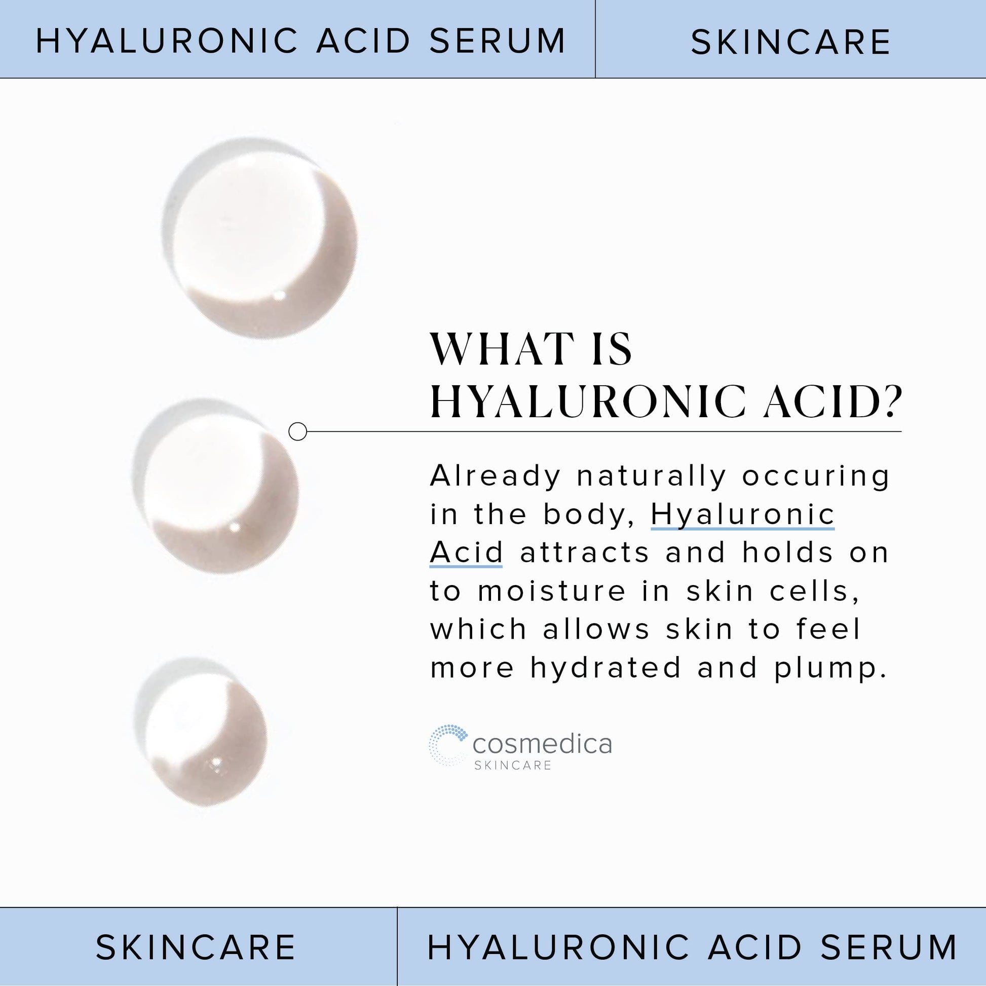 Hyaluronic Acid Serum for Skin 100% Pure Anti Aging Serum Intense Hydration Cosmedica Skincare