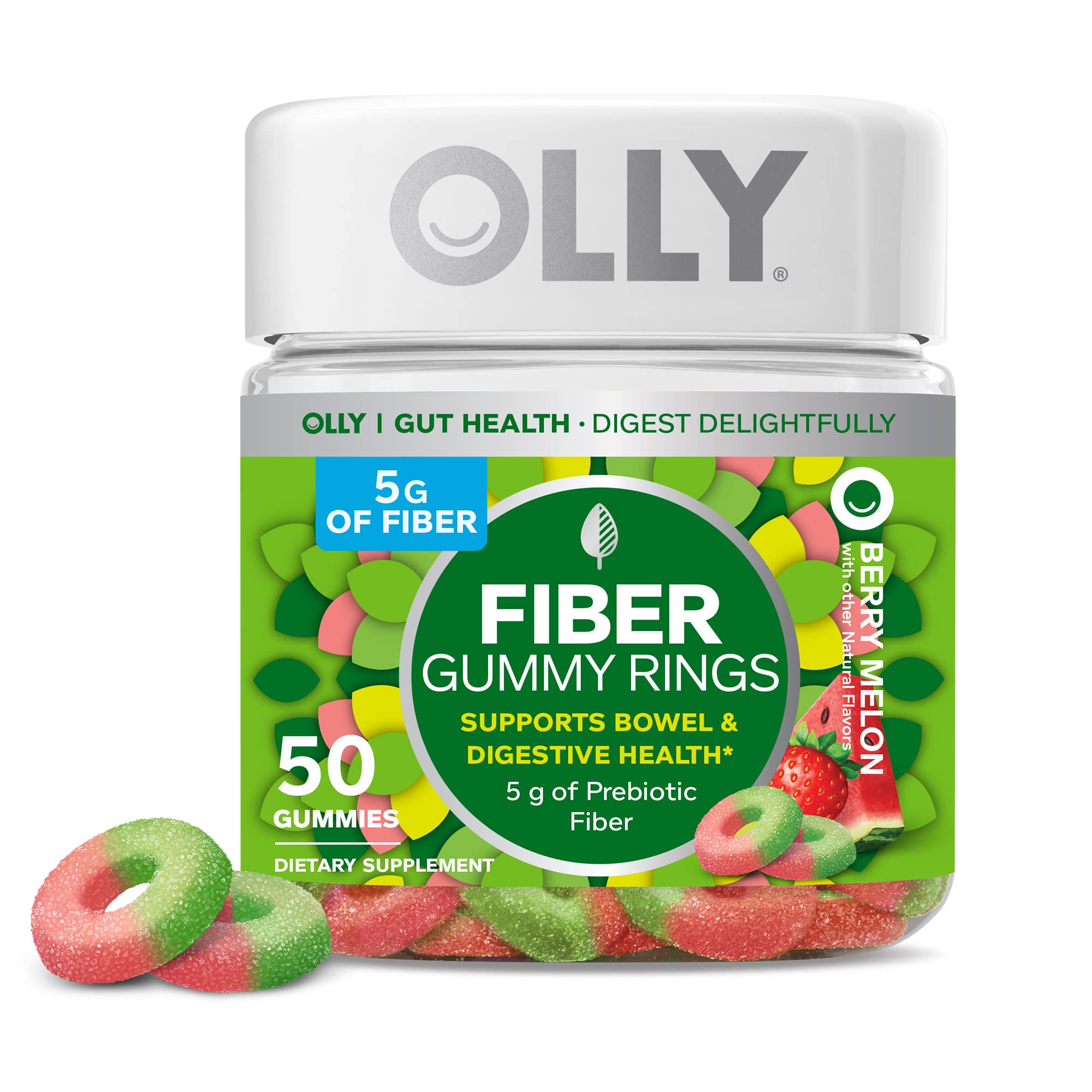 OLLY Fiber Gummy Rings, 5g Prebiotic Fiber, FOS (Fructo-oligosaccharides), Digestive OLLY