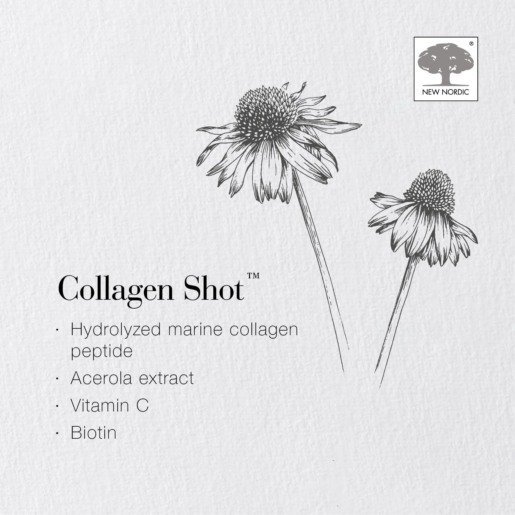 New Nordic Collagen Shot High-Absorbency Premium Liquid Daily Sachets - 15x Hydrolysed Shots - Freshwater Marine Collagen New Nordic Ltd