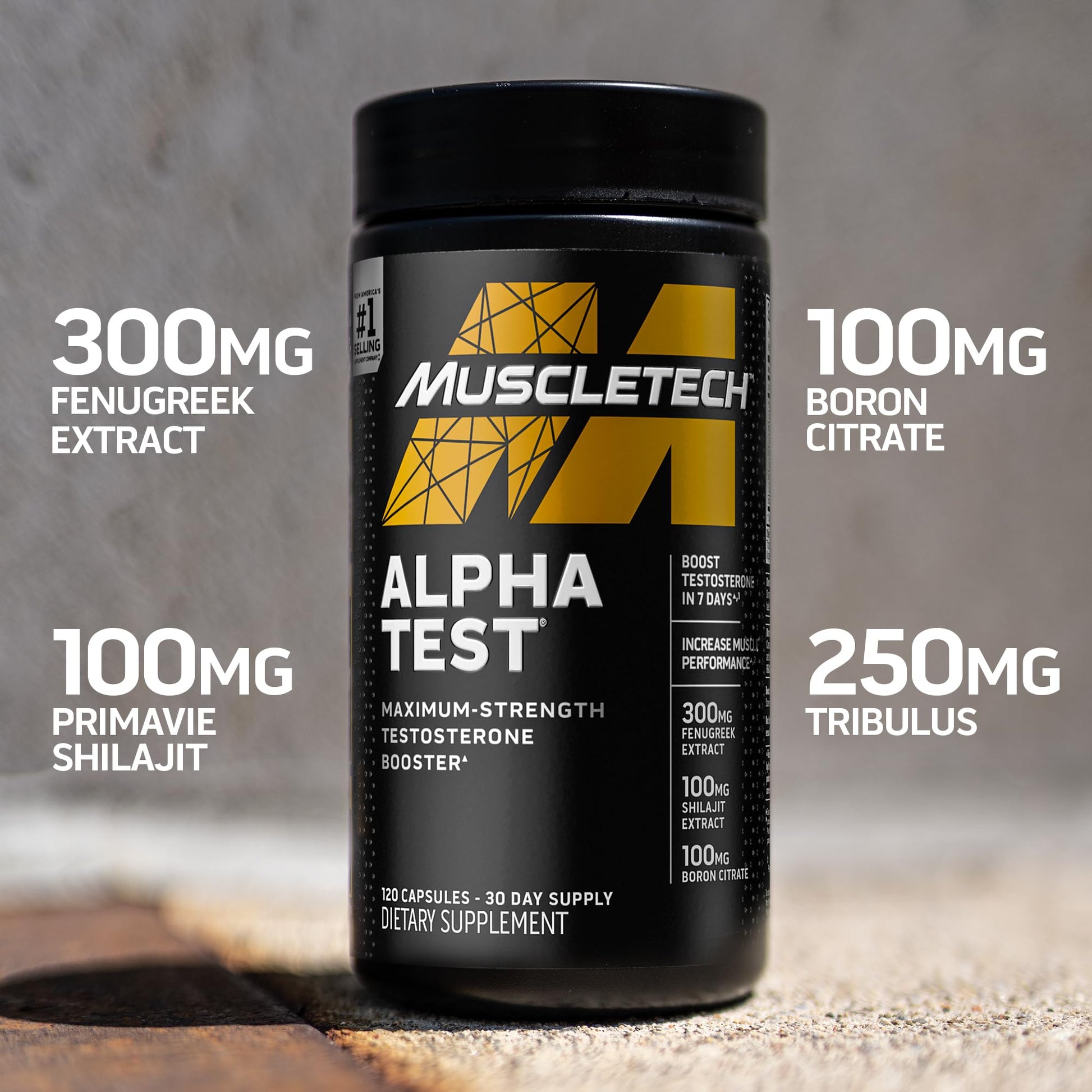 Testosterone Booster for Men, MuscleTech AlphaTest, Tribulus Terrestris & Boron Suppleme MuscleTech