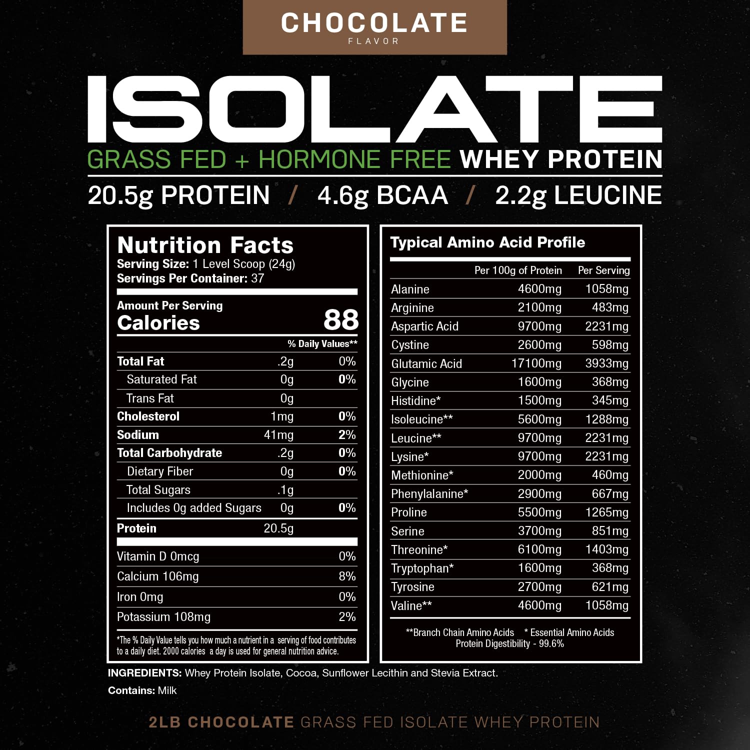 Muscle Feast Grass-Fed Whey Protein Isolate, All Natural Hormone Free Pasture Raised Muscle Feast
