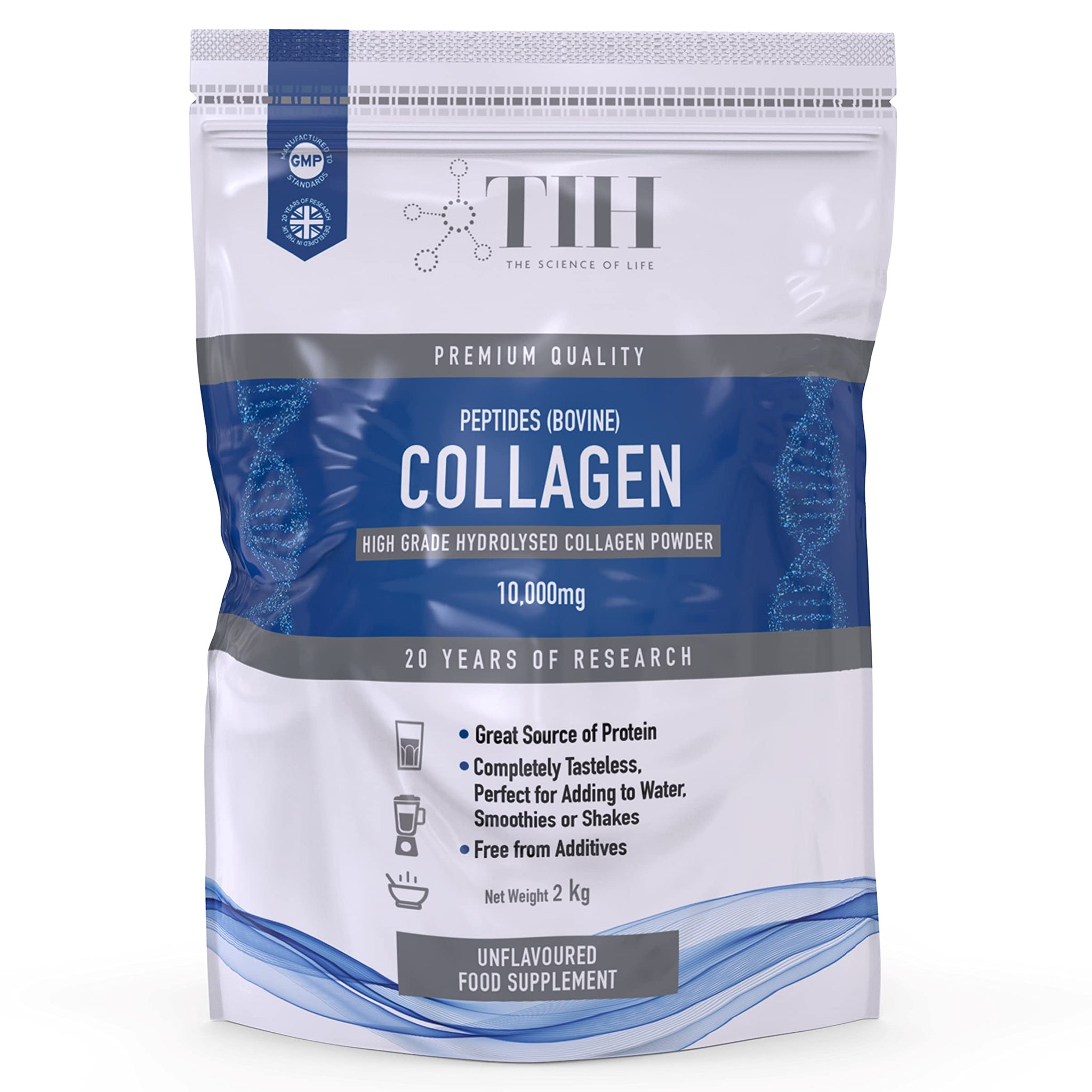 Hydrolysed Collagen Powder (Bovine) - High Protein Grass Fed Unflavoured Peptides 