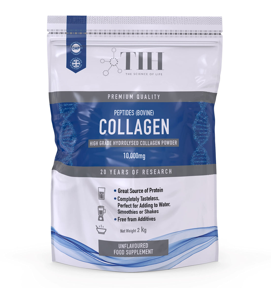 Hydrolysed Collagen Powder (Bovine) - High Protein Grass Fed Unflavoured Peptides 