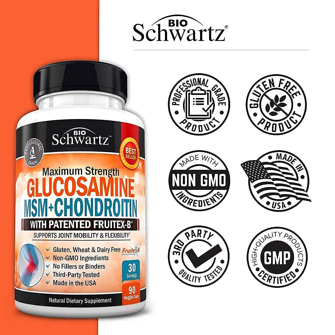 Glucosamine Chondroitin MSM 2110mg - Joint Support Supplement with Turmeric BioSchwartz