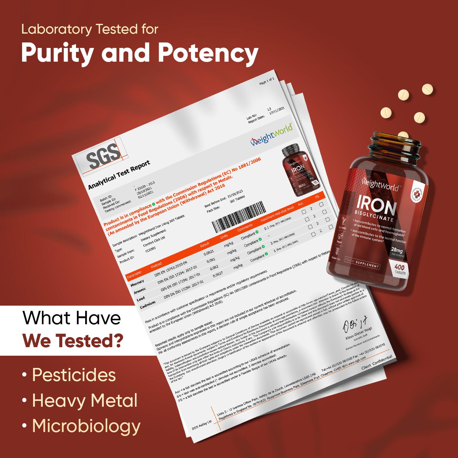 Gentle Iron Tablets High Strength 28mg - 400 Tablets (6+ Months Supply) - Vegan Iron WeightWorld