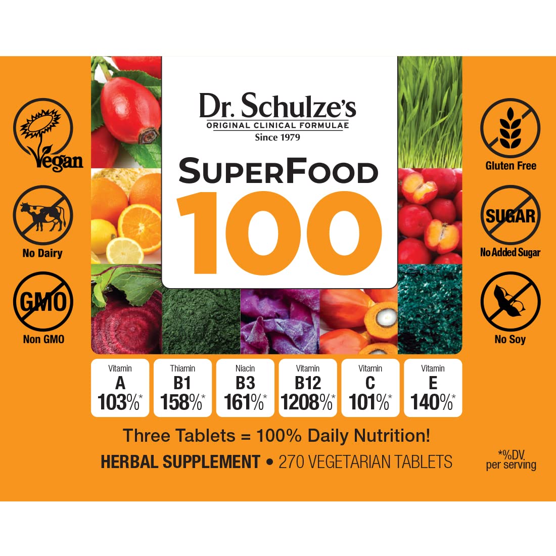 Dr. Schulze's | SuperFood 100 | Vitamin & Mineral Herbal Concentrate | Dietary Supplement Dr. Schulze's