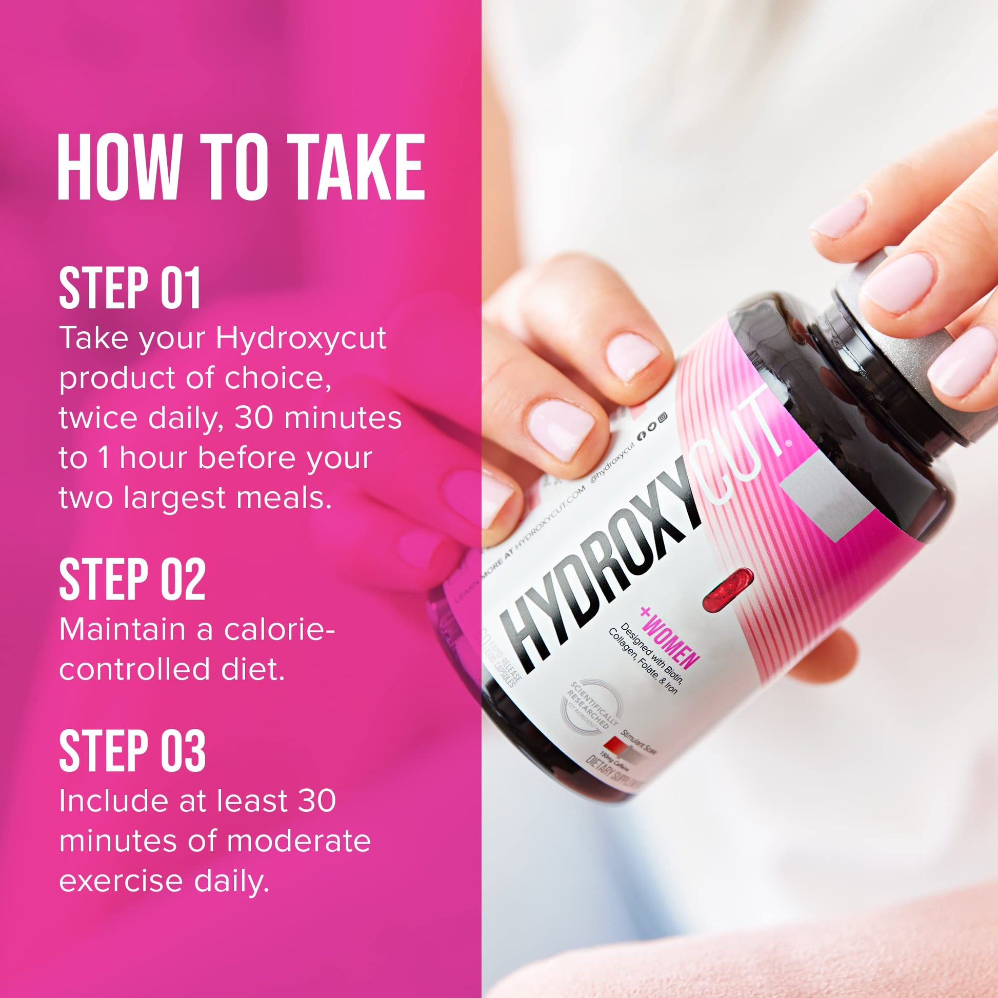 Hydroxycut + Women Pills with Biotin & Collagen | Hair Nails and Skin Vitamins | Iron Supplement Hydroxycut