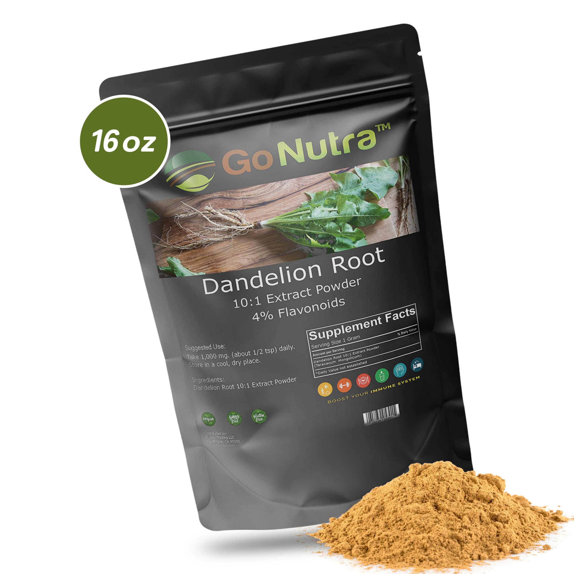 Go Nutra - Dandelion Root Powder, Potent 10:1 Dandelion Root Extract with 4% Flavonoids Go Nutra