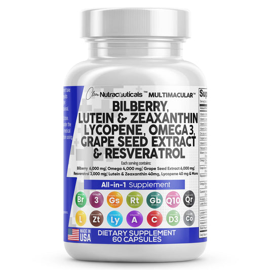 Eye Health Vitamins with Bilberry 6000mg Lutein & Zeaxanthin 40mg Lyco