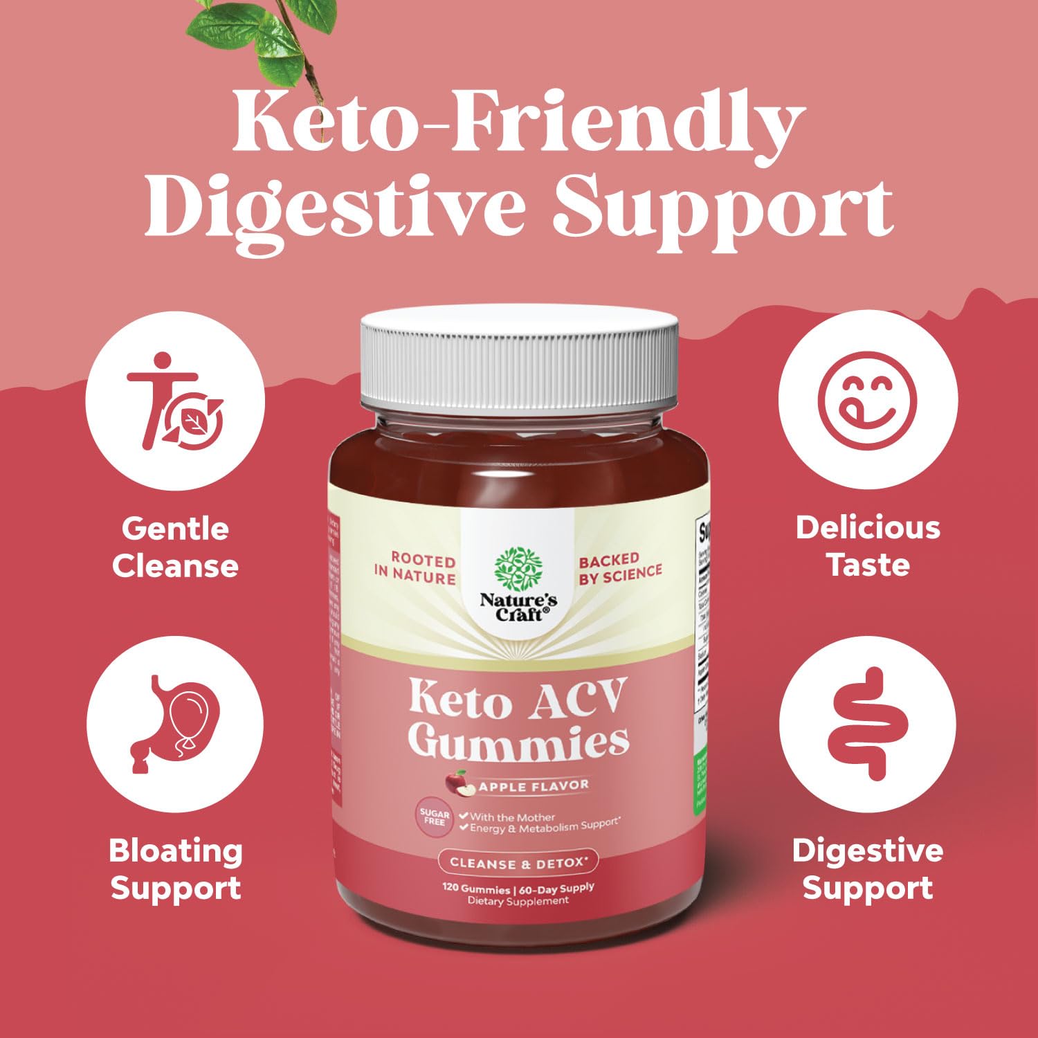 Vegan Advanced Keto ACV Gummies - Keto Apple Cider Vinegar Gummies Sugar Free Natures Craft
