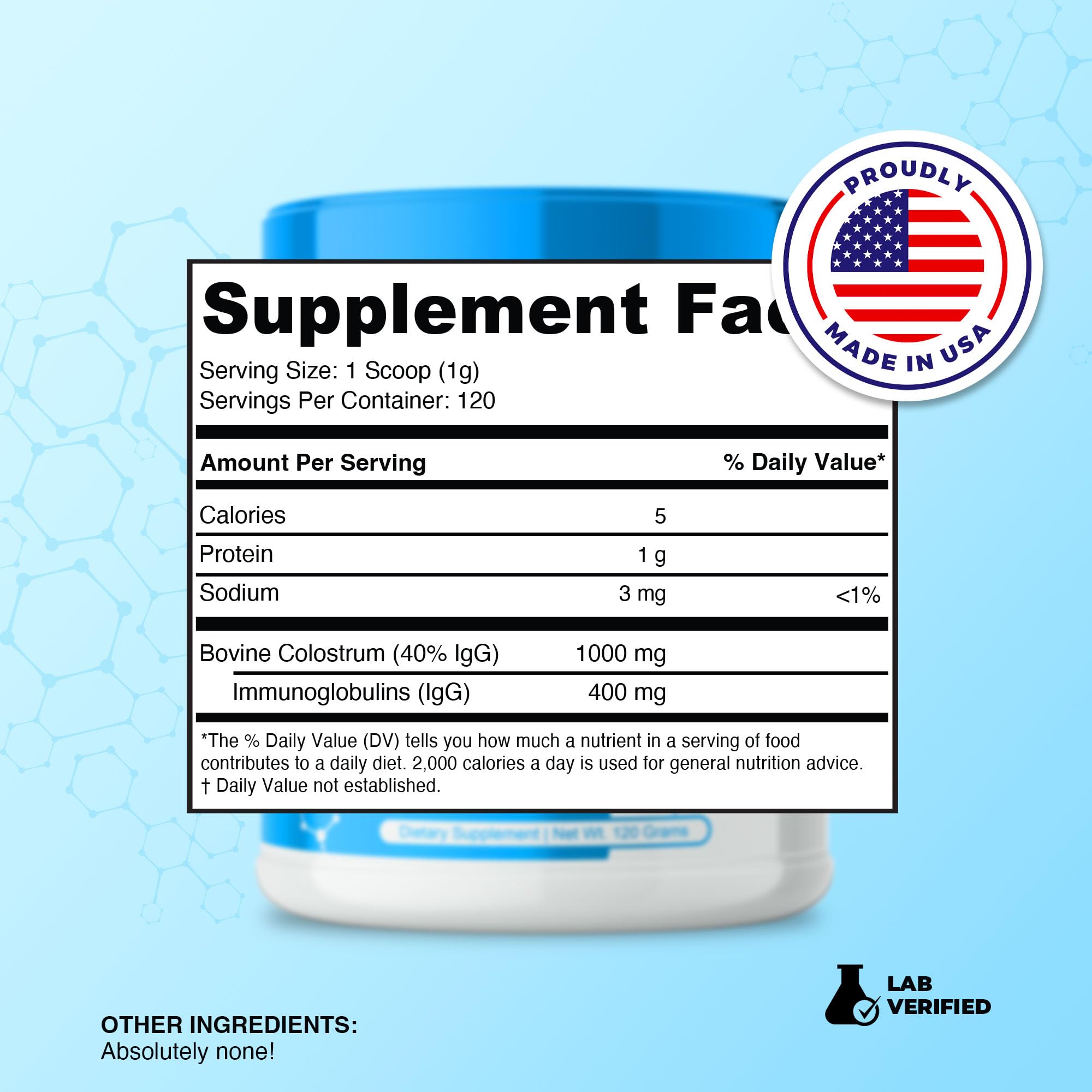 Prime Powders Colostrum Over 40% IgG, Grass Fed, Gut Health, Bloating Immunity Skin Prime Powders