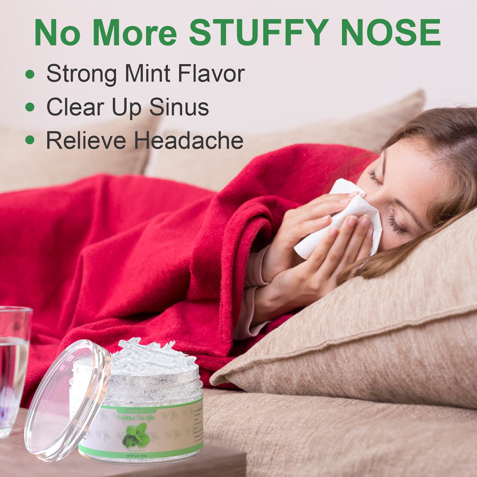 Viktairy Menthol Crystals 2 oz, 100% Pure Organic Mint Crystals | Great for Making Shower Steamers Viktairy