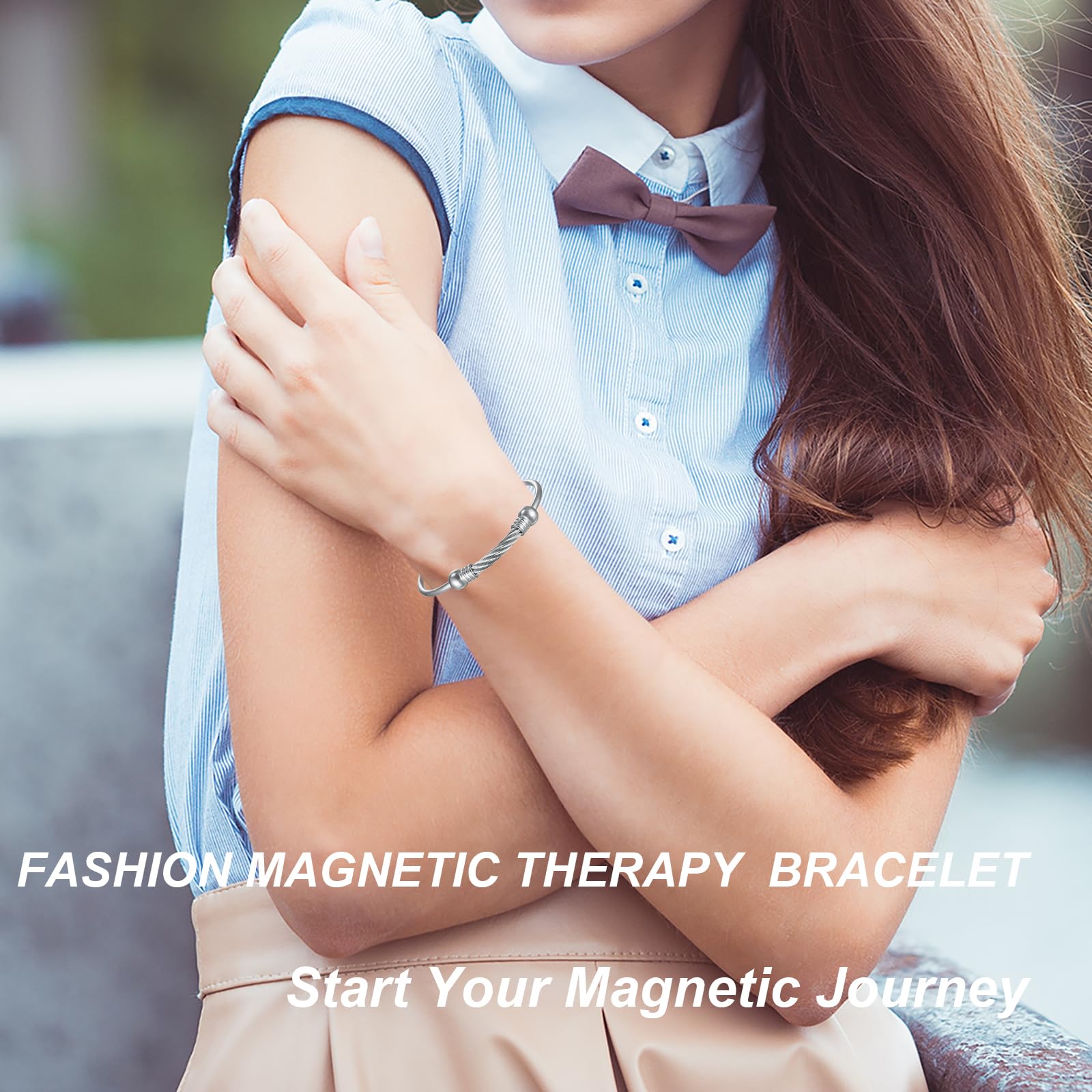 EnerMagiX Magnetic Bracelet for Women for Arthritis and Joint,Twisted Cable Stainless Steel Bangle EnerMagiX