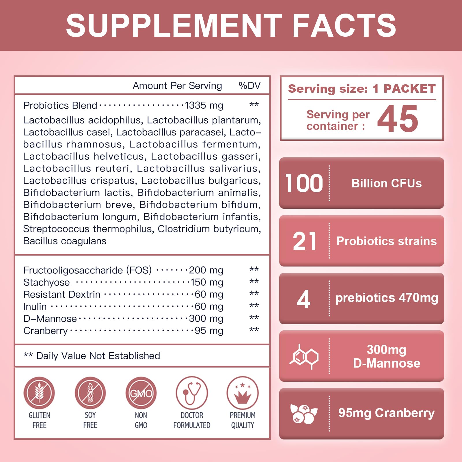 Probiotics-for-Women Prebiotics-and-Probiotics-Powder, 100-Billion-CFUs 45-Day-Supply NATURE TARGET