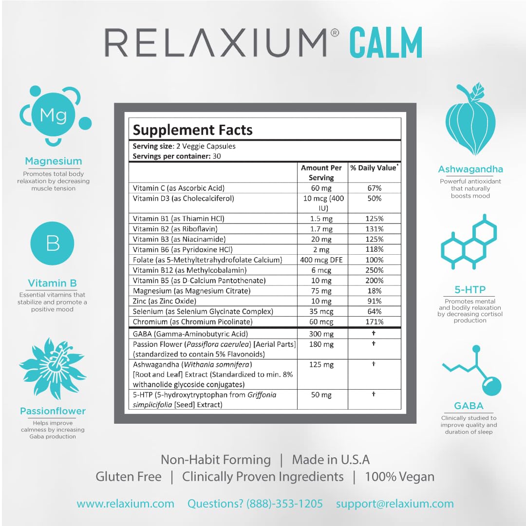 Relaxium Calm, Non-Habit Forming, Stress & Mood Support Supplement Relaxium
