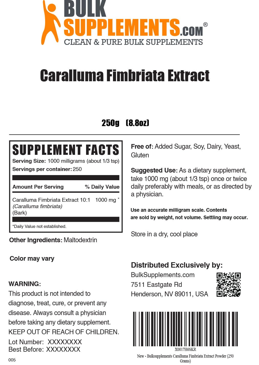BulkSupplements.com Caralluma Fimbriata Extract Powder - Herbal Supplement for Digestive BULKSUPPLEMENTS.COM