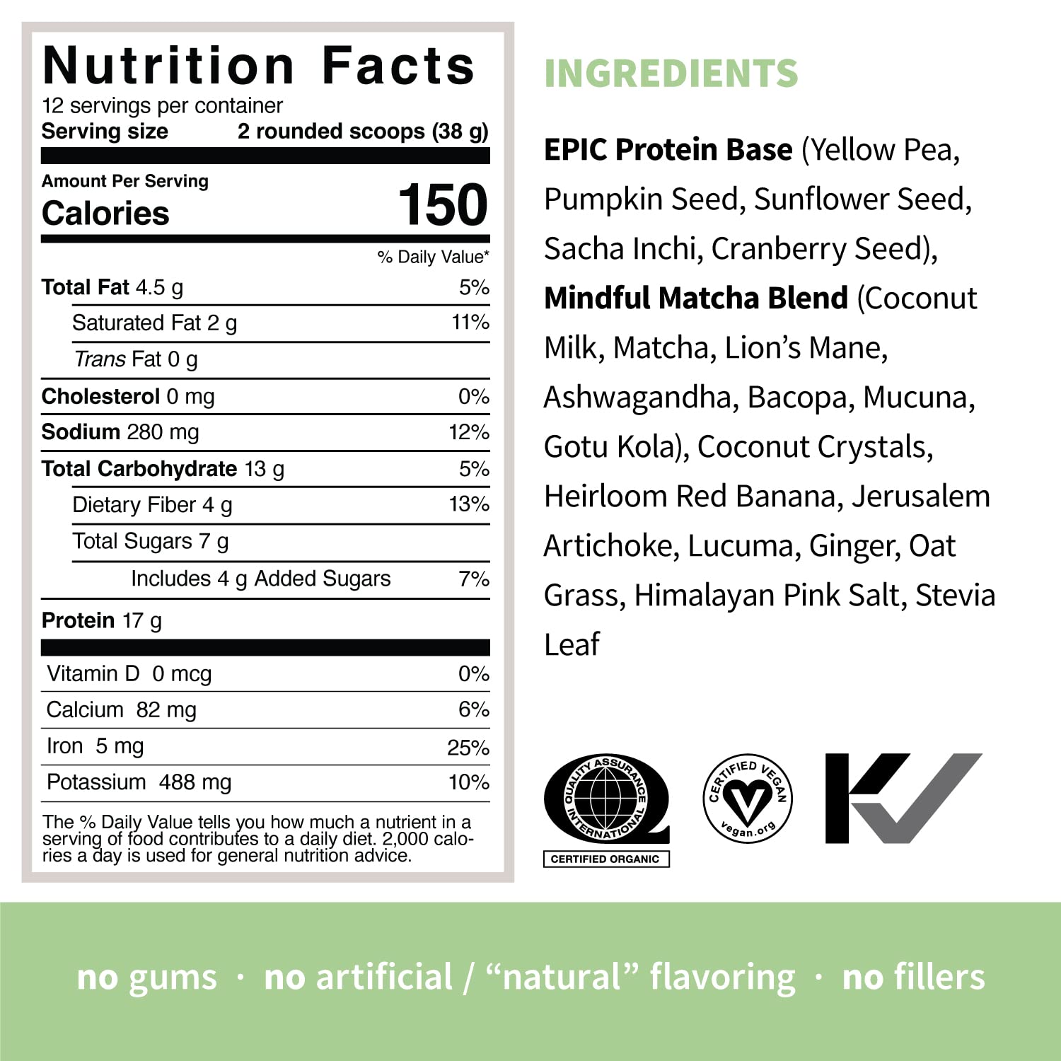 Sprout Living Epic Protein, Plant Based Protein & Superfoods Powder, Mindful Matcha Sprout Living