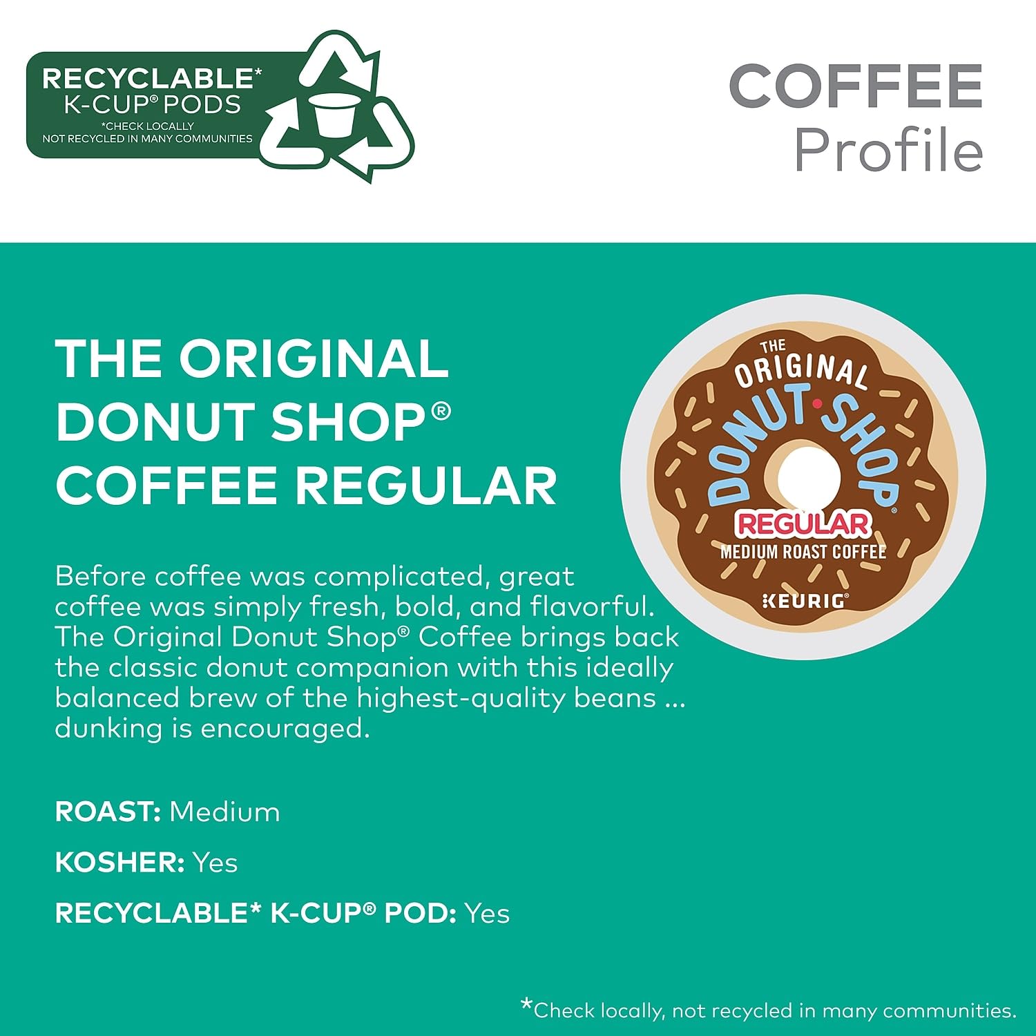 The Original Donut Shop Regular Keurig Single-Serve K-Cup Pods, Medium Roast Coffee The Original Donut Shop